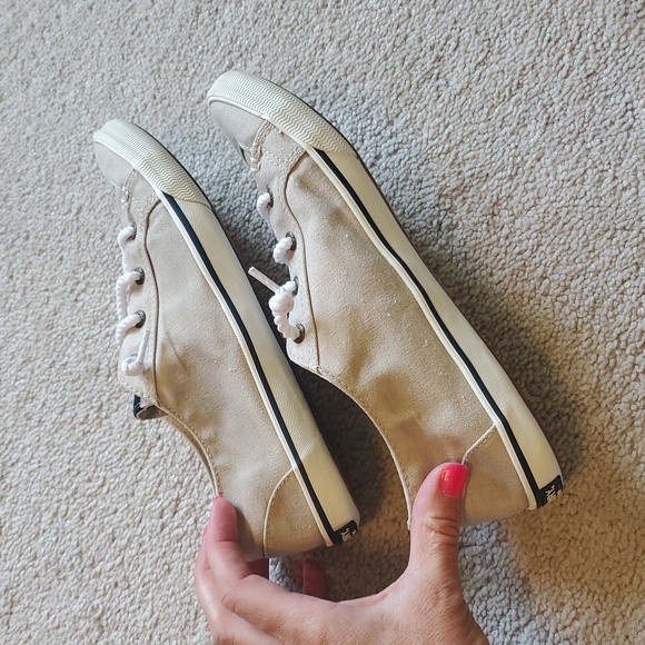 Sperry Tan Canvas Sneakers with White Accents - Picture 7 of 7